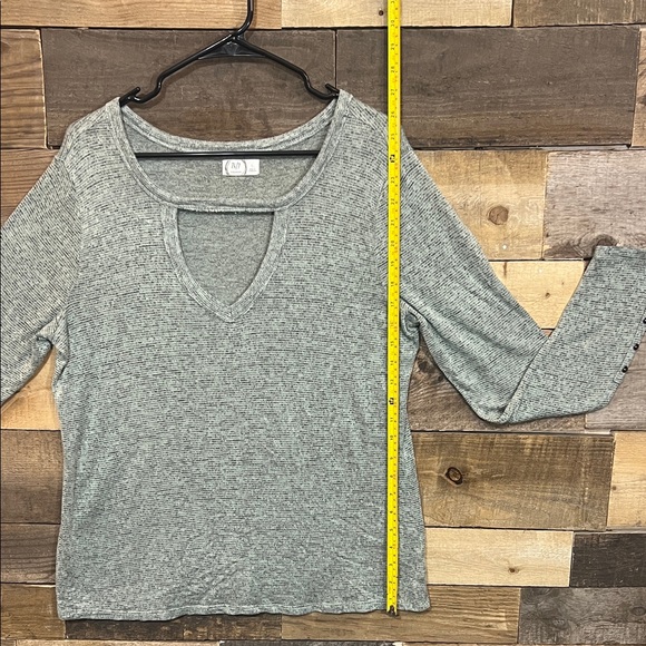 Maurices Light Grayish Teal Long Sleeve Top with Cutout - Picture 11 of 16